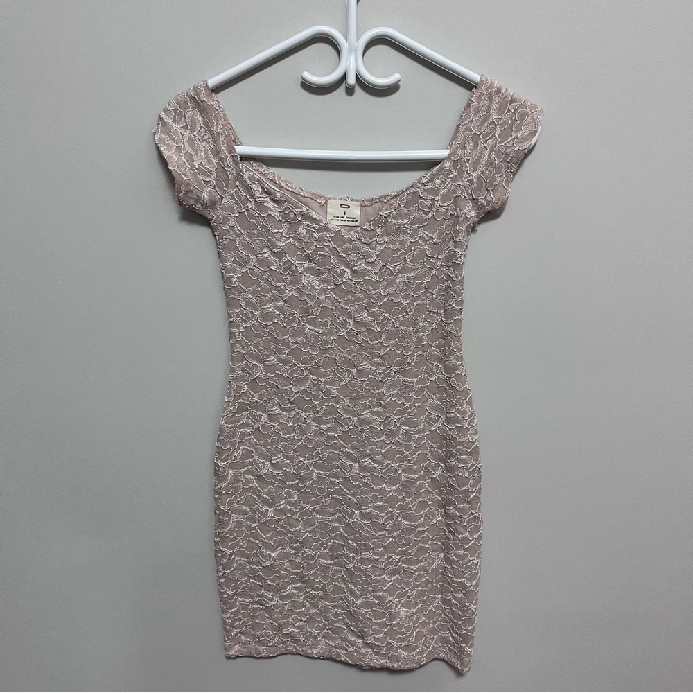 Pins & Needles Blush Lace Mini Dress